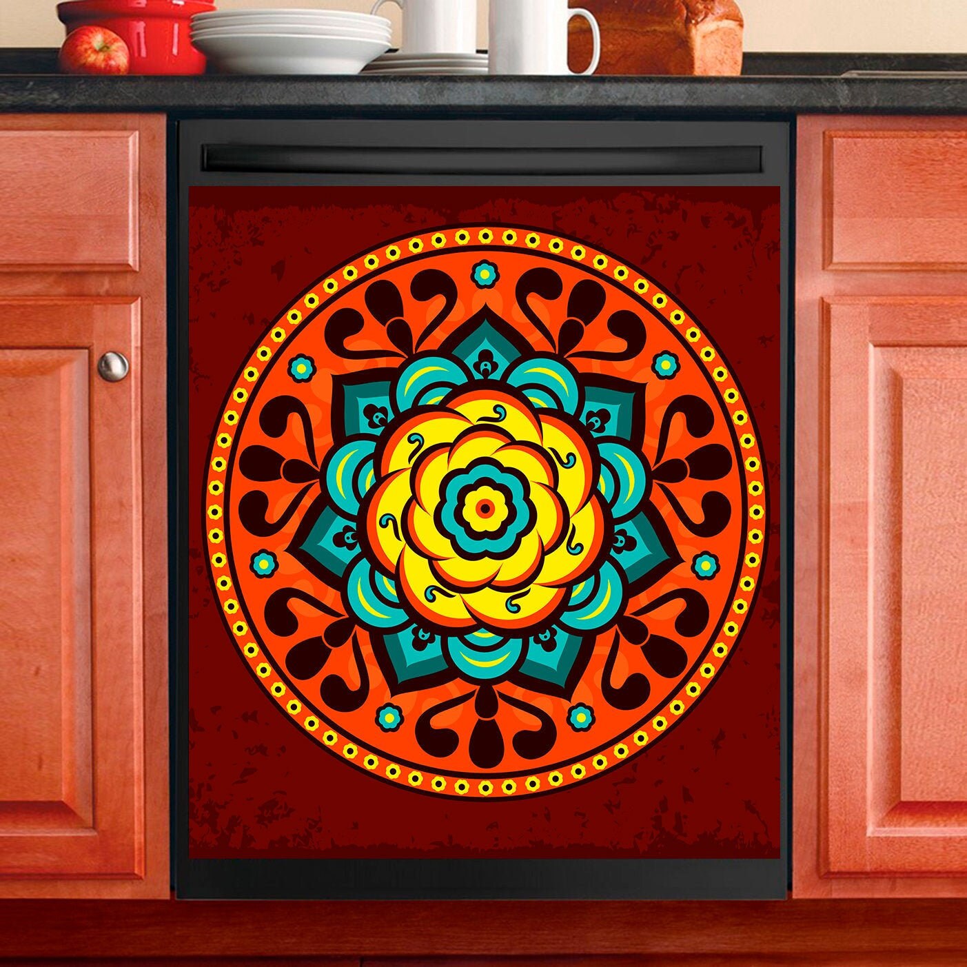 Kitchen Decor Dishwasher Cover Ethnic Pattern Style Etsy