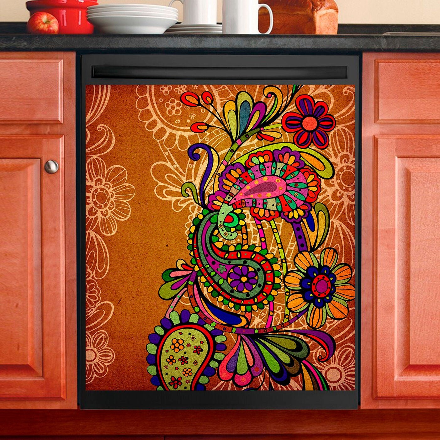 Kitchen Decor Dishwasher Cover Indian Paisley Pattern Etsy