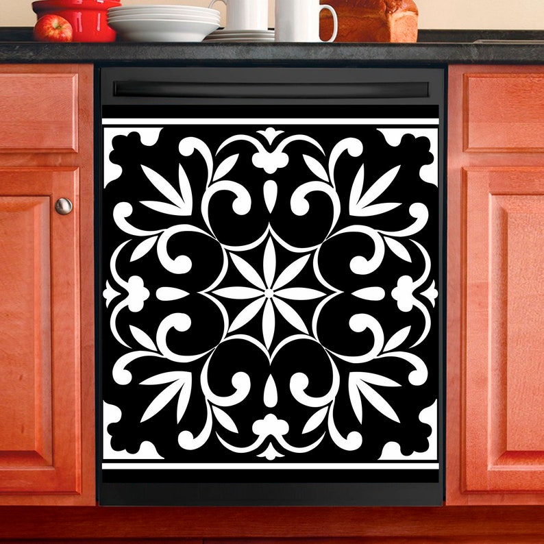 Kitchen Decor Dishwasher Cover Beautiful Black and Etsy
