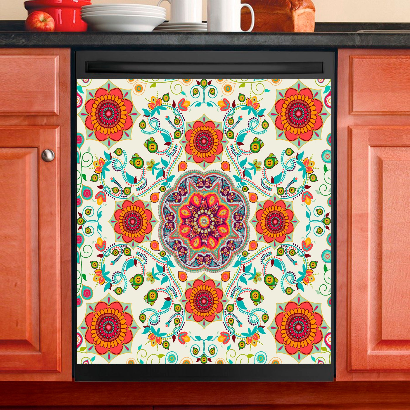 Kitchen Decor Dishwasher Cover Floral Pattern Etsy