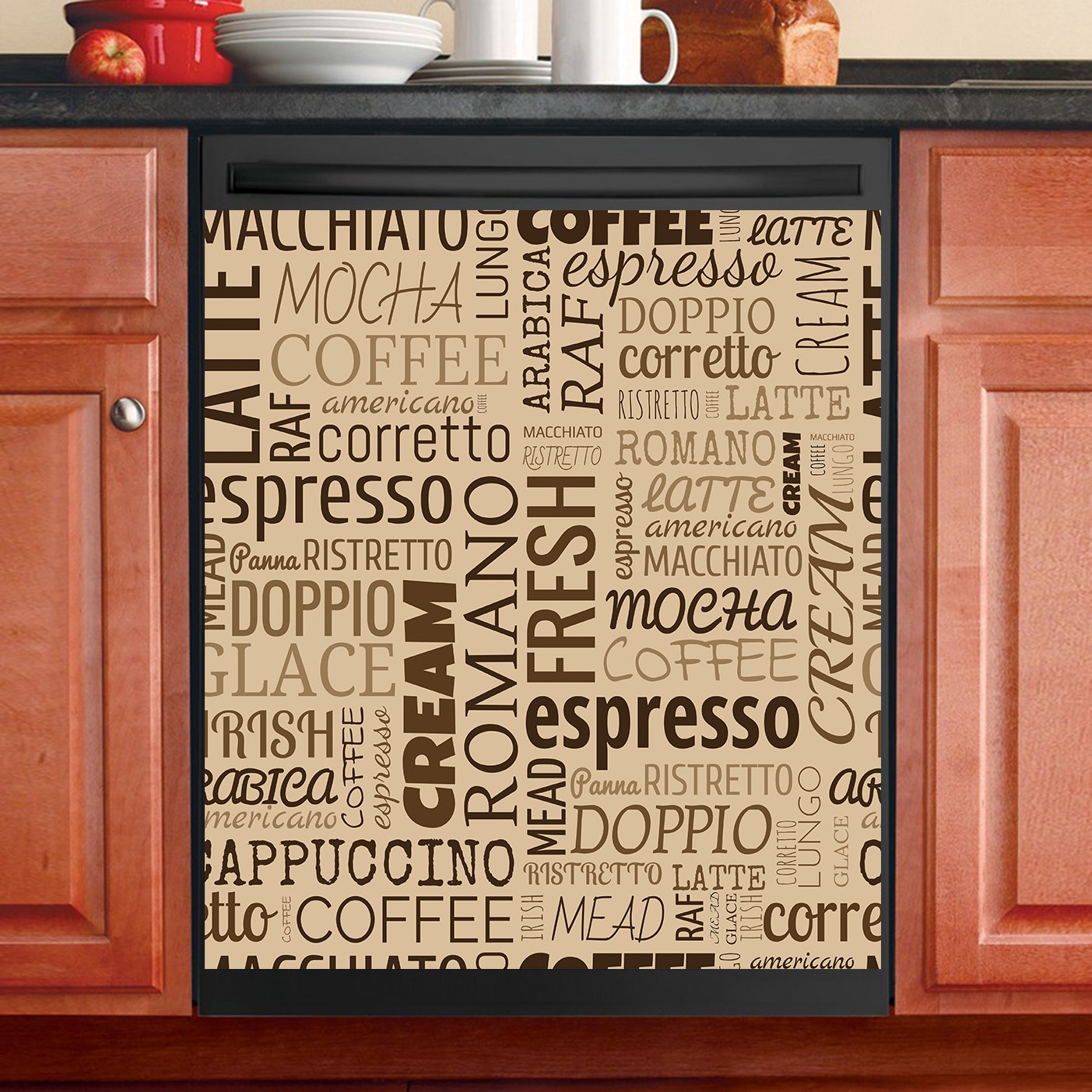 Kitchen Decor Dishwasher Cover Coffee Pattern Etsy
