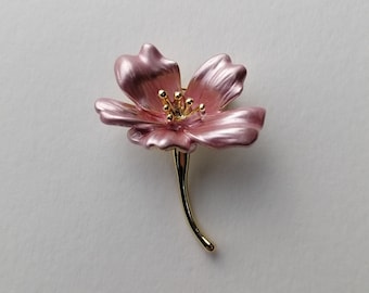 Flower brooch for her, Vintage floral pin, Flower enamel jewelry, Gift idea for girlfriend mom, Jewelry birthday gift