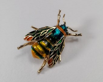 Honingbijbroche, vintage bijensieraden, emaille broche cadeau, unieke retro broche, veganistisch cadeau, ongebruikelijk cadeau voor vriendin, broche voor jurk