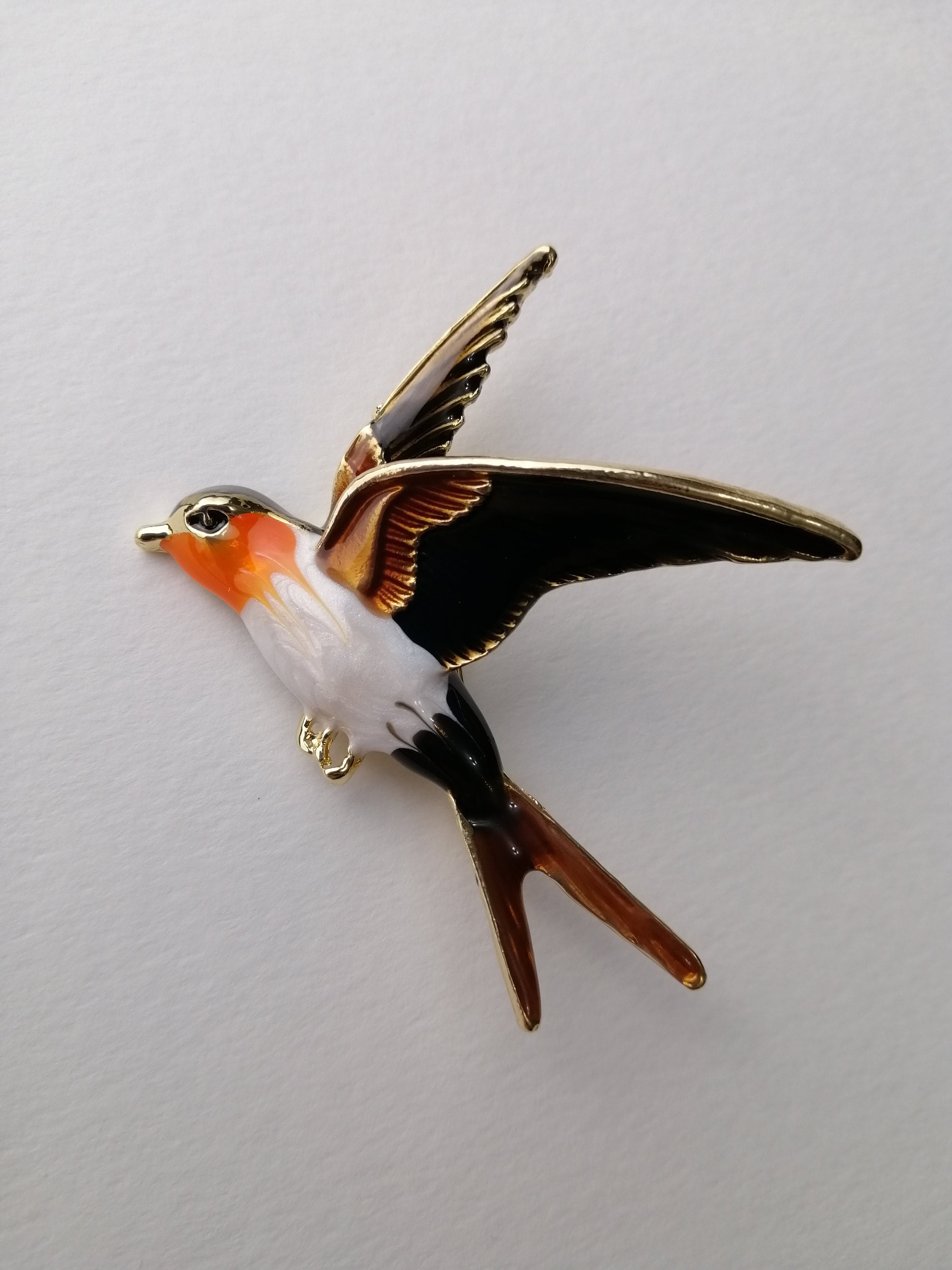 Collier Pendentif Hirondelle Émaillé Coloré - Bijou Broche Pour Femmes & Filles (Noir & Jaune)