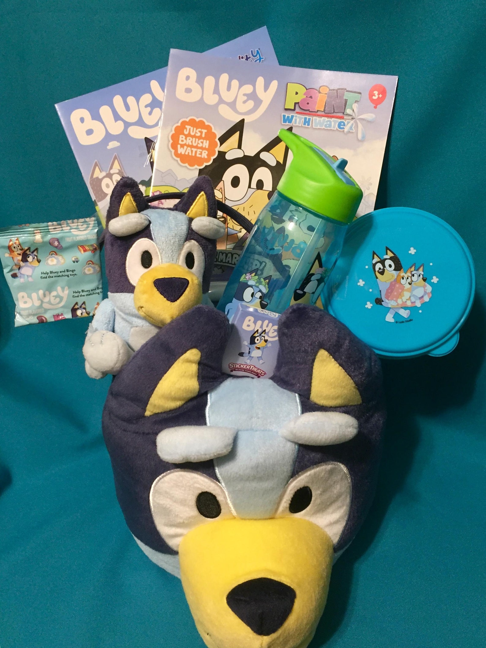 BLUEY Gift Plush, Imagine Ink, Activity Books, Chalk Set, Snack