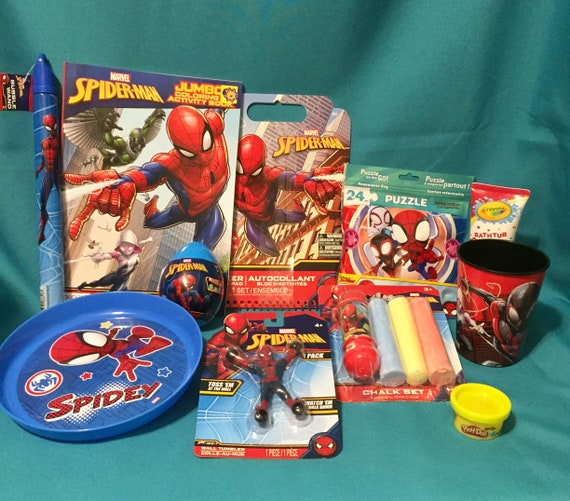 Spiderman Gift Basket: Spiderman Cup, Activity Books, Chalk Set