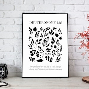 Deuteronomio 18:8 / Decoración moderna de las Escrituras / Impresiones de versos de la Biblia / Decoración cristiana del hogar / Cartel de la fe cristiana / riqueza / Biblia