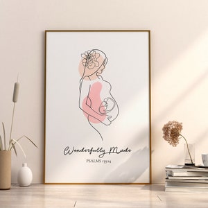 Wonderfully made | Psalm 139:14 print | Printed & Shipped | Modern Scripture Decor | Bible verse prints | Bible pregnancy | pregnancy art