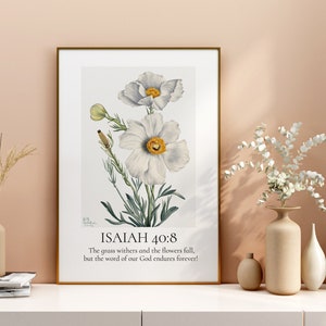 Isaiah 40 Floral pattern | Printed & Shipped | Modern Scripture Decor | Bible verse prints | Christian Home Decor | Christian Faith Poster