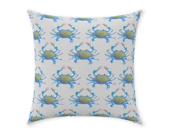 Crab Throw Pillow, Crab Pillow, Maryland Blue Crab Decor, Chesapeake Bay Gift, Coastal Pillows, Nautical Throw Pillow (Copy)