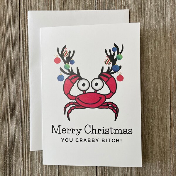 Maryland Christmas Card, Funny Crab Christmas Card, Maryland Blue Crabs, Crabby Bitch Card