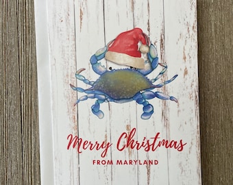 Maryland Christmas Card, Crab Christmas Card, Maryland Blue Crabs