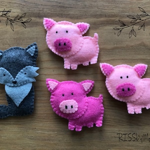 Felt Ornaments - Three Little Pigs. Children's Christmas Ornaments