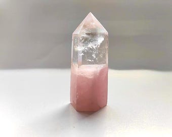 Rose Quartz & Clear Quartz Tower | Natural Crystal | Stone for Clarity | Exact Piece