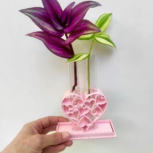 Large Plant Propagation Station with Tubes | Tumbling Hearts Plant Cuttings Holder | 3D Printed | Plant Lover Gift