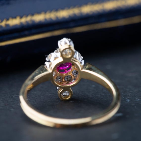 Victorian Ruby Diamond Ring 18K Solid Gold Antiqu… - image 3