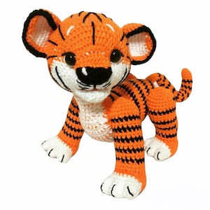 Tigre de Crochê Amigurumi: Boneco de Pelúcia de Algodão Feito à Mão