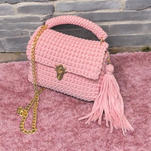 Gestrickte Rosa Tasche,Handgefertigte Tasche,Hand Frauen Tasche,Häkeln Rosa Tasche,Designer Rosa Tasche,Häkeltasche Rosa Schultertasche,Luxus Tasche Häkeln,Beutel Geldbörse,Handtasche