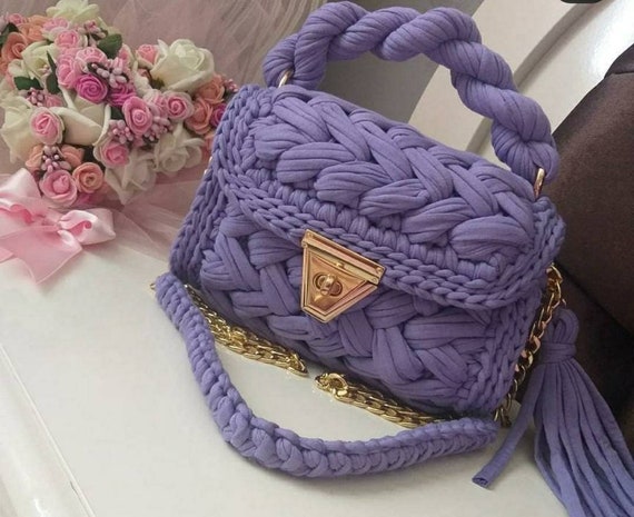 Handmade Knit Shoulder Bag/Capri Luxury Crochet Crossbody/Newyear Gift