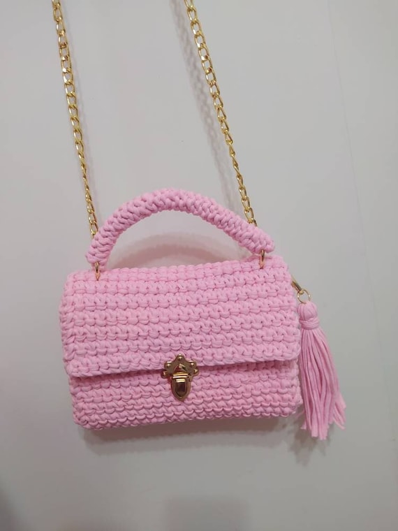 Knited Light Pink Baghandmade Baghand Women Bagcrochet Pink 