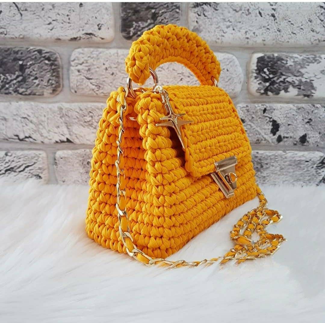 Bolso de crochet color mostaza hecho a mano: bolso de hombro para mujer  México