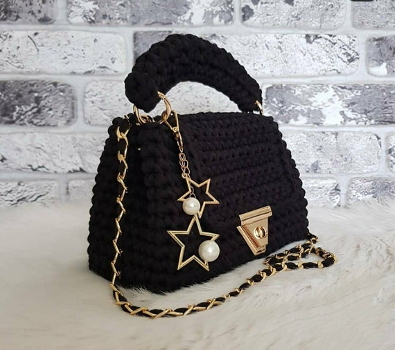 Handmade Crochet Mustard Black Red Grey Green Yellow Handbag Crochet Design Crochet Women Bag Gift Handbag Handle Shoulder Bag Summer Bag