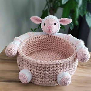 Personalisiertes Geschenk für Baby, Lamm-Kinderzimmer-Dekor, Aufbewahrungskörbe mit Griffen für Regale, Baby-Kinderzimmer-Dekor, Lamm-Korb, Schaf-Körbe