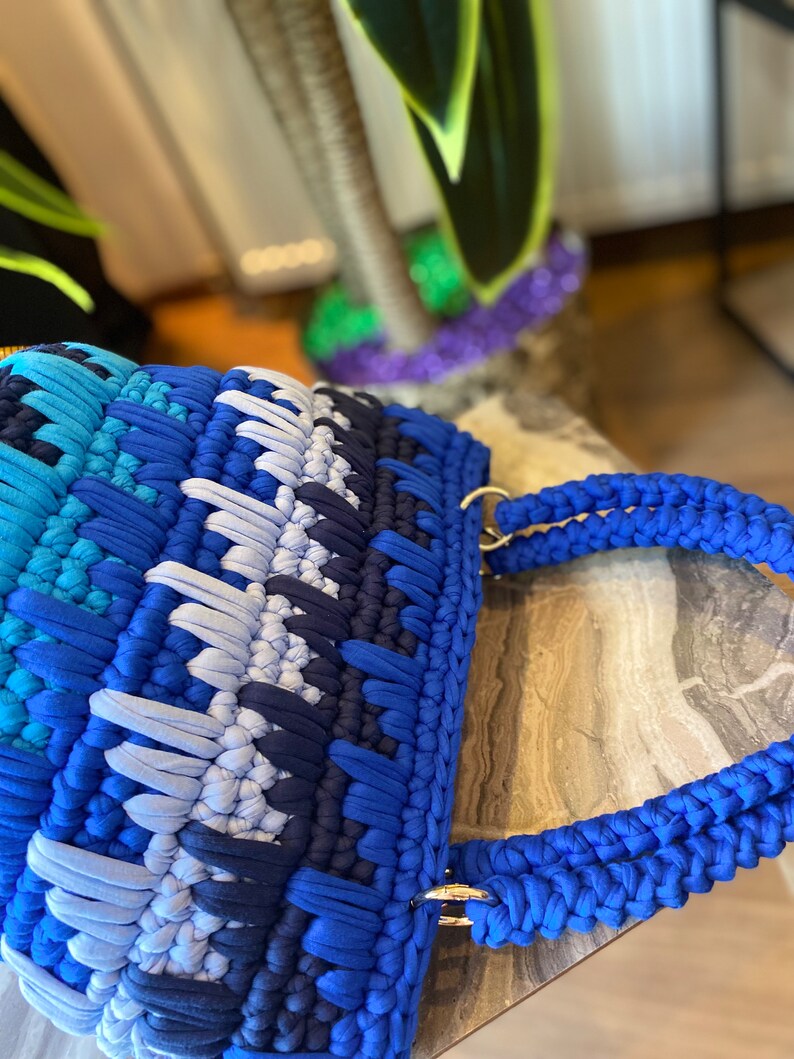 Handmade Shades of Blue Crochet Bag: Lined Evening Purse - Etsy