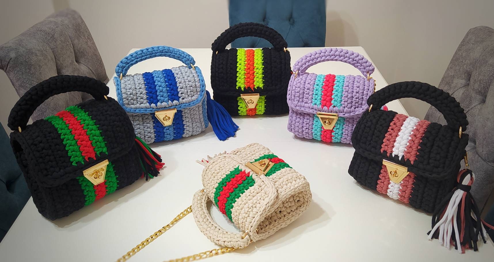 Multi Color Bag,Hand Woven Bag, Women's Bag,Crochet Bag,Knitted Bag,Colorful Bag,Black Bag,Designer Bag,Luxury Bag,Shoulder Bag,Handbags