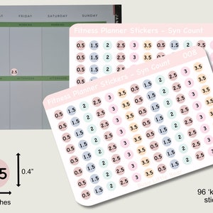 Fitness planner stickers - Syn Count Stickers, Functional Planner Stickers