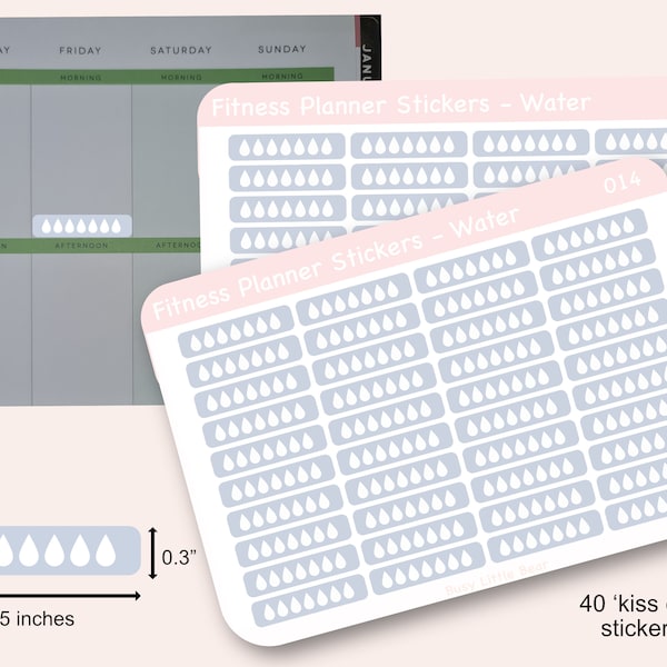 Water tracking stickers, Functional Planner Stickers