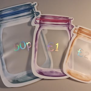 Lay flat savings jar, mason jar, coin jar, cash stuffing, savings challenge, coin saving, budget