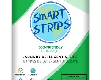 Smart Strips Laundry Detergent Strips - (Unscented) Hypoallergenic, Eco Friendly, Plastic-Free Laundry Sheets Ultra Concentrated Eco Strips