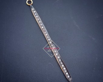 Pave Diamond Spike Charm by BeadsChain20 • 925 Sterling Silver charm Pendant • Dainty Pave Pendant charm