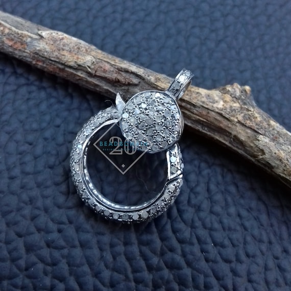 Pave Diamond Round Clasp by BeadsChain20 • Diamond Lobster Clasp • Dainty Pave Clasp