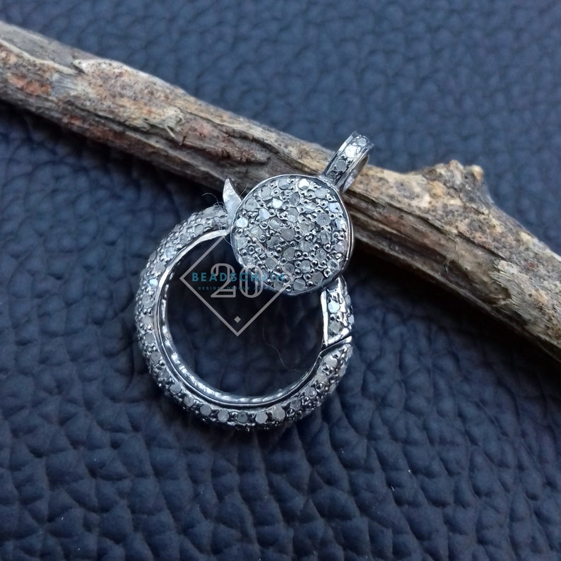 Pave Diamant Rund Spänne från BeadsChain20 • Diamant Hummerlås • Elegant Pave Spänne bild 1