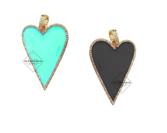 Pave Enamel Heart Pendant by BeadsChain20 • Diamond Pendant • Dainty Heart Enamel