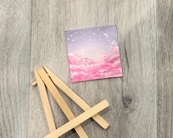Mini-Leinwandbild| Wohndekor | pastell kunst| süße Malerei|