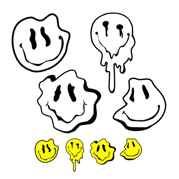 Melted Smiley SVG Bundle Smiley Face Drip Digital Download | Etsy