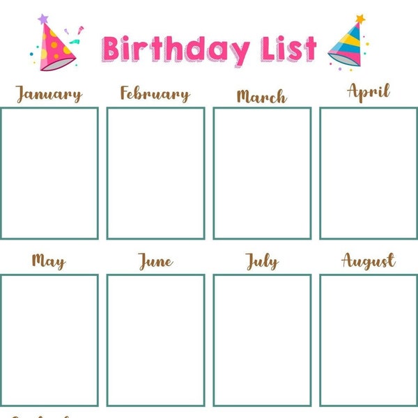 Birthday Calendar Svg Etsy