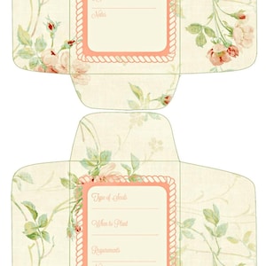 Paquete de semillas Plantilla de sobres Hazte Jardinería DIY Accesorios A4 Papel Imprimir 4 Pack Plantilla de color Mini Semillas Sobre Diseño Jpg