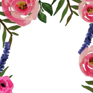 Borde de flores Menú Diseño de fondo Color de agua Borde de flores A4 Página Diseño Imprimir Lista de páginas Papel