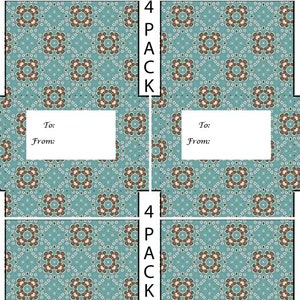 Tiny Envelopes A4 Template Blue & Brown Pattern Download Mini 4 pack Jpg Download