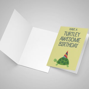 Turtle Birthday Card Green A5 / C5 Cards A4 Jpg Prints Plain