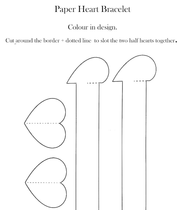 Bracciale cuore di carta A4 Modello Progetta te stesso Accessori per feste  Jpg Braccialetto per bambini Forme da colorare Ritaglia carta Forniture per  feste per bambini -  Italia