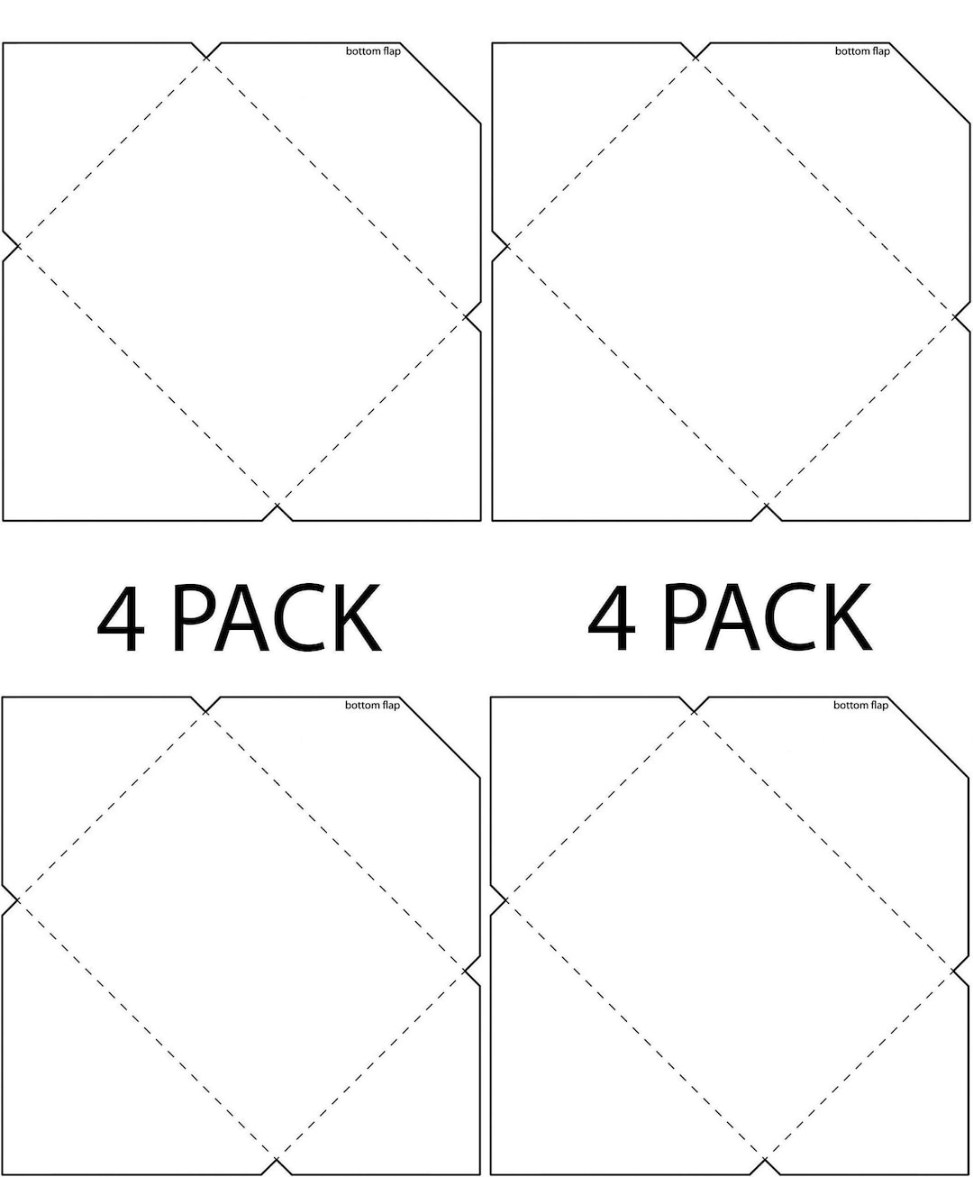 Mini Envelope Template Plain White 4 Pack A4 Print Jpg Download Etsy