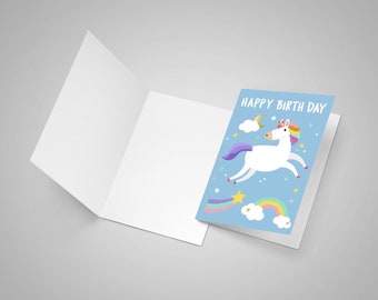 Cute Unicorn Cards Pink Unicorn Birthday Cards C5 A5 Girly Card