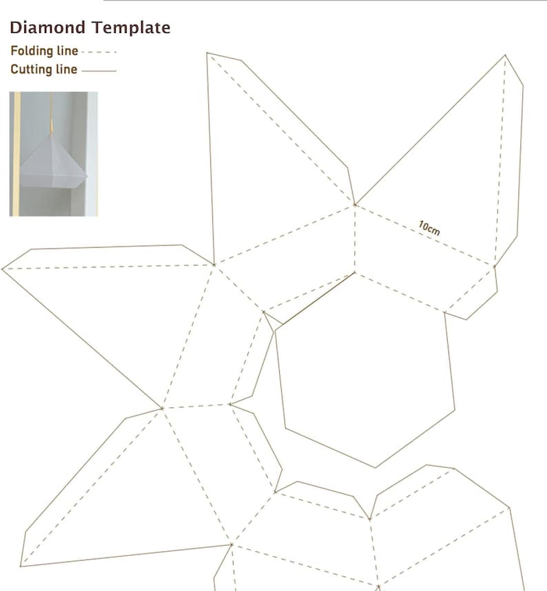 3D Diamond Template Print Colour in Classic Diamond Ornament Shape ...