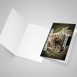 Cartes d’anniversaire Cougar Carte Léopard réaliste A5 C5 Carte Haute Qualité