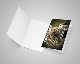 Cougar Birthday Cards Realistic Leopard Card A5 C5 Card High Quality